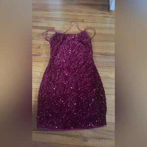 Amazon Burgundy Sequin Mini Dress